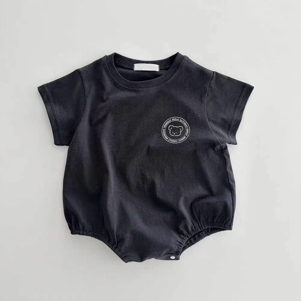 Bamboo Bodysuit Baby - HY23087 Yazlık Karikatür Ayılı Tulum İnce